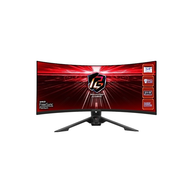 TFT ASRock Phantom Gaming Curved PG34WQ15R3A 86,40cm (34)Wi-Fi Antenna integriert,LED,2xHDMI,DisplayPort,SP,165Hz